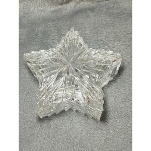 Star Cut Crystal Glass Trinket Dish Bowl Heavy Clear Faceted Decor Vintage